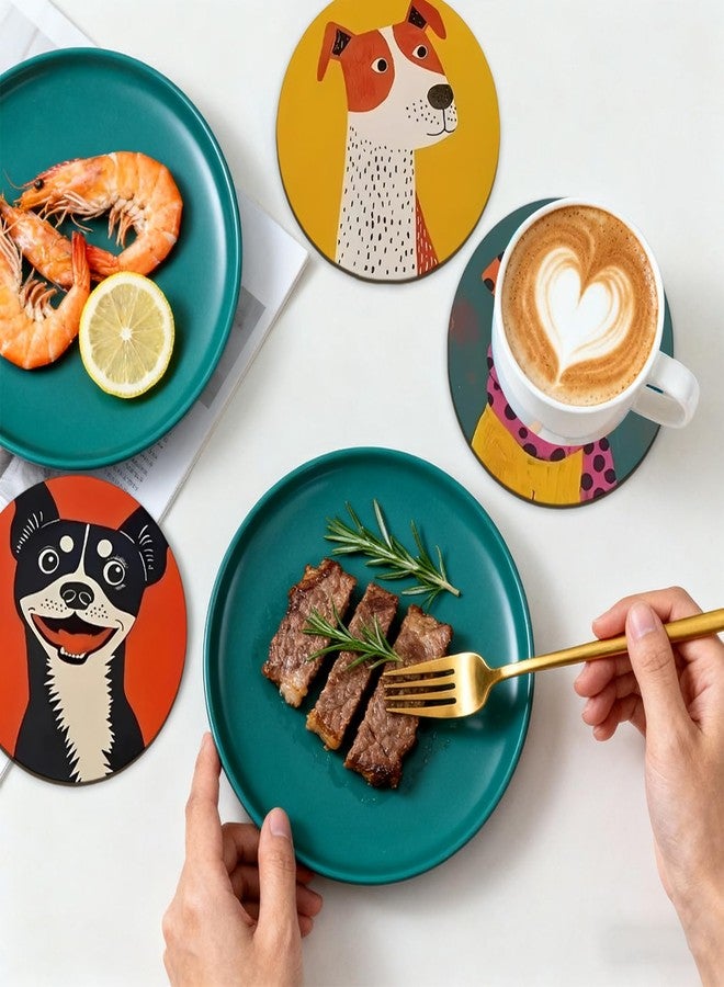 IIDEA Set of 6 Wood Coasters with Holder,Funny Cute Dog Drink Cup Wooden Coasters for Table Protection Absorbent Cork Base Farmhouse Housewarming Gifts,Heat-Resistant - Image 5